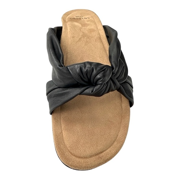 NIB Earth Origins Billi Black Leather Slide Sandals - Size 10W - Picture 4 of 13